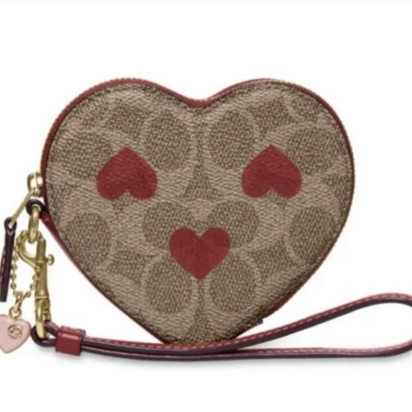 COACH Bags SIGNATURE HEART WRISTLET Coin Purse Wallet Authentic - Picture 4 of 10
